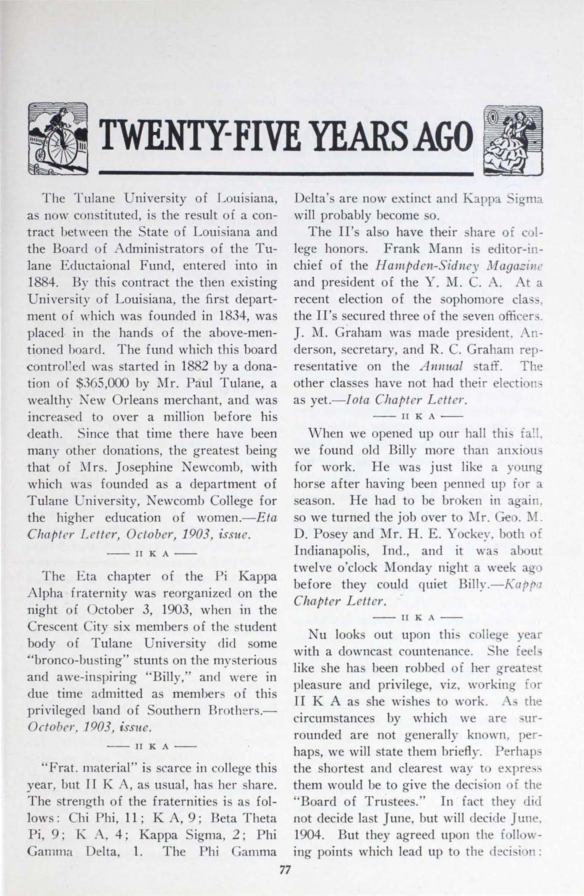 Twenty-Five Years Ago, October 1928